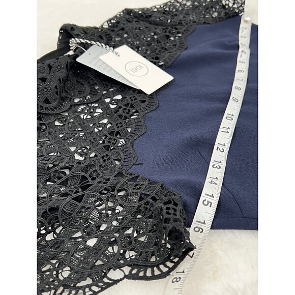 1901 Peter Pan Collar Short Sleeve Back Zip Fit-Flare Lace Mini Dress Size XS - Picture 8 of 13